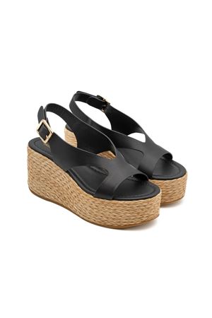 Black leather wedge sandal PALOMA BARCELO | 302301BLACK